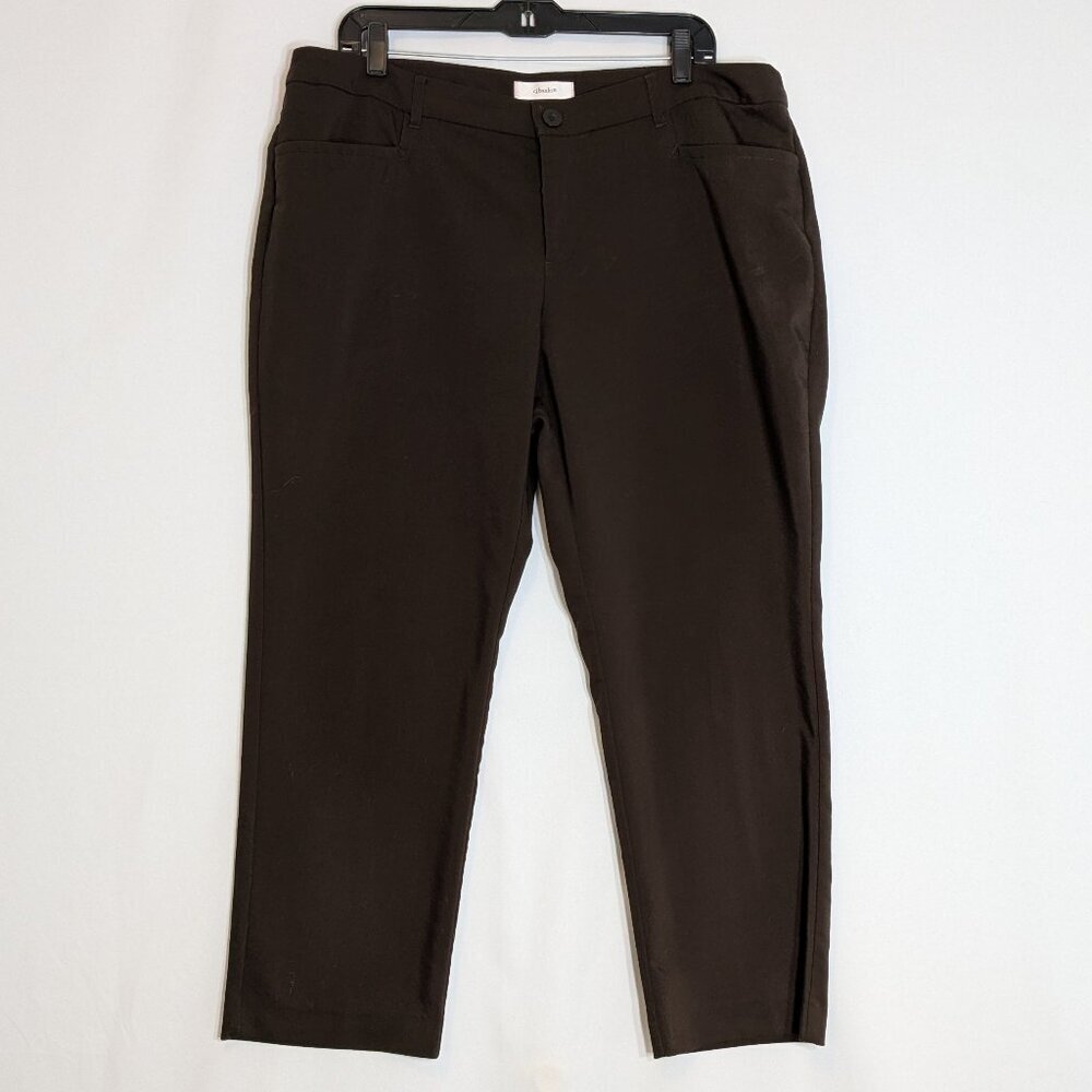 CJ BANKS Brown Mid-Rise Straight Leg Cropped Career Pants; Size 16W Petite